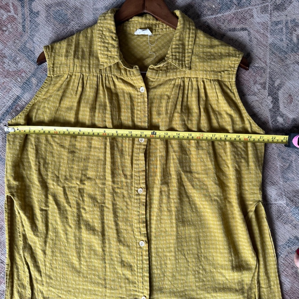 Anthropologie Checkered Tunic Hem Thread Medium Cottagecore Coastal Cowgirl Boho - Picture 10 of 14